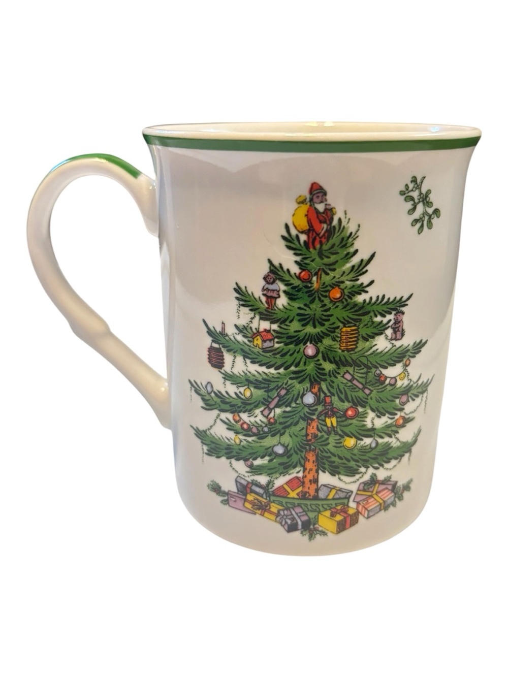 Spode White and Green Christmas Tree Holiday Mug- excellent condition